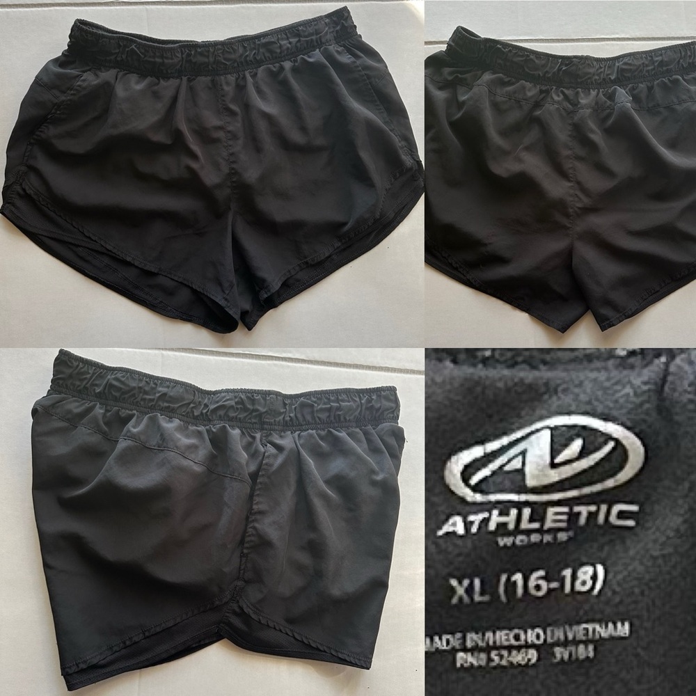 ✨🖤 Athletic Works Women's Black Mesh Lined Athletic Running Shorts XL (16-18)✨